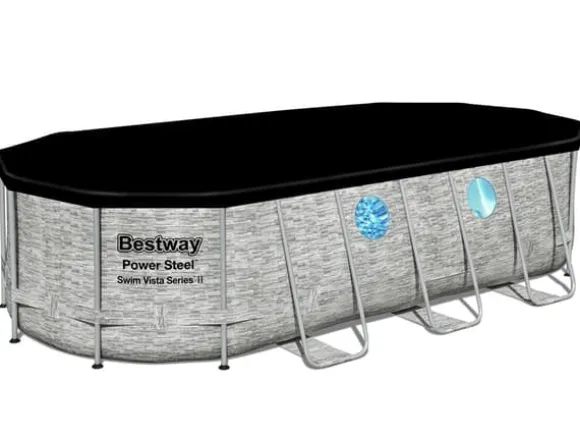 Bestway Power Steel Swim Vista Series II Familiepool med Sikkerhedsvinduer, 549x274x122cm