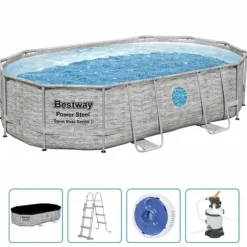 Bestway Power Steel swimmingpoolsæt - Inkl. filterpumpe | Størrelse: 488x305x107 cm