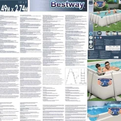 Bestway Power Steel swimmingpool 549x274x122 cm rektangulær