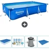 Bestway Rectangular Steel Pro Swimming Pool - 300 x 201 x 66 cm - Blå - Inkluderet tilbehør CB1