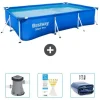 Bestway Rectangular Steel Pro Swimming Pool - 300 x 201 x 66 cm - Blå - Inkluderet tilbehør CB38