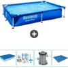 Bestway Rectangular Steel Pro Swimming Pool - 221 x 150 x 43 cm - Blå - Inkluderet tilbehør CB1