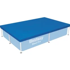 Bestway Rectangular Steel Pro Swimming Pool - 221 x 150 x 43 cm - Blå - Inkluderet tilbehør CB1