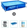 Bestway Rectangular Steel Pro Swimming Pool - 221 x 150 x 43 cm - Blå - Inkluderet tilbehør CB39