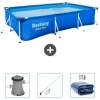 Bestway Rectangular Steel Pro Swimming Pool - 300 x 201 x 66 cm - Blå - Inkluderet tilbehør CB45