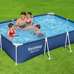 Bestway Rectangular Steel Pro Swimming Pool - 300 x 201 x 66 cm - Blå - Inkluderet tilbehør CB45