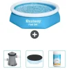 Bestway Round Oppustelig Fast Set Swimming Pool - 244 x 61 cm - Blå - Inkluderet tilbehør CB39