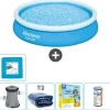 Bestway Round Oppustelig Fast Set Swimming Pool - 366 x 76 cm - Blå - Inklusive Tilbehør CB17
