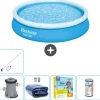 Bestway Round Oppustelig Fast Set Swimming Pool - 366 x 76 cm - Blå - Inklusive Tilbehør CB20