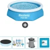 Bestway Round Oppustelig Fast Set Swimming Pool - 244 x 61 cm - Blå - Inkluderet tilbehør CB2