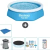 Bestway Round Oppustelig Fast Set Swimming Pool - 244 x 61 cm - Blå - Inklusive Tilbehør CB11