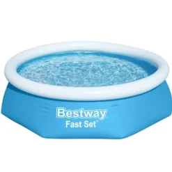 Bestway Round Oppustelig Fast Set Swimming Pool - 244 x 61 cm - Blå - Inklusive Tilbehør CB11