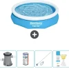 Bestway Round Oppustelig Fast Set Swimming Pool - 305 x 66 cm - Blå - Inklusive Tilbehør CB58