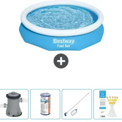 Bestway Round Oppustelig Fast Set Swimming Pool - 305 x 66 cm - Blå - Inklusive Tilbehør CB58