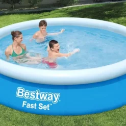 Bestway Round Oppustelig Fast Set Swimming Pool - 366 x 76 cm - Blå - Inklusive Tilbehør CB11