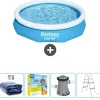 Bestway Round Oppustelig Fast Set Swimming Pool - 305 x 66 cm - Blå - Inkluderet tilbehør CB9