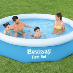 Bestway Round Oppustelig Fast Set Swimming Pool - 305 x 66 cm - Blå - Inkluderet tilbehør CB9