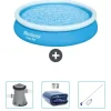 Bestway Round Oppustelig Fast Set Swimming Pool - 366 x 76 cm - Blå - Inkluderet tilbehør CB42