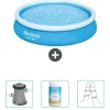 Bestway Round Oppustelig Fast Set Swimming Pool - 366 x 76 cm - Blå - Inkluderet tilbehør CB48