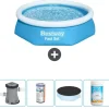 Bestway Round Oppustelig Fast Set Swimming Pool - 244 x 61 cm - Blå - Inklusive Tilbehør CB51