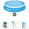 Bestway Round Oppustelig Fast Set Swimming Pool - 366 x 76 cm - Blå - Inkluderet tilbehør CB37