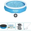 Bestway Round Oppustelig Fast Set Swimming Pool - 305 x 66 cm - Blå - Inkluderet tilbehør CB5