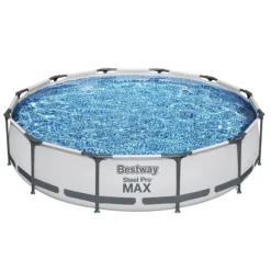 Bestway Round Steel Pro MAX swimmingpool - 366 x 76 cm - Grå - Inklusive Tilbehør CB18