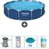 Bestway Round Steel Pro Swimming Pool - 396 x 84 cm - Blå - Inklusive Tilbehør CB53