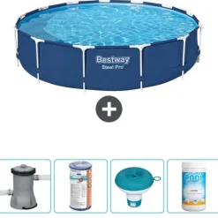 Bestway Round Steel Pro Swimming Pool - 396 x 84 cm - Blå - Inklusive Tilbehør CB53