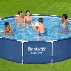 Bestway Round Steel Pro Swimming Pool - 396 x 84 cm - Blå - Inklusive Tilbehør CB53