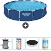 Bestway Round Steel Pro Swimming Pool - 396 x 84 cm - Blå - Inklusive Tilbehør CB51