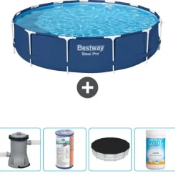 Bestway Round Steel Pro Swimming Pool - 396 x 84 cm - Blå - Inklusive Tilbehør CB51