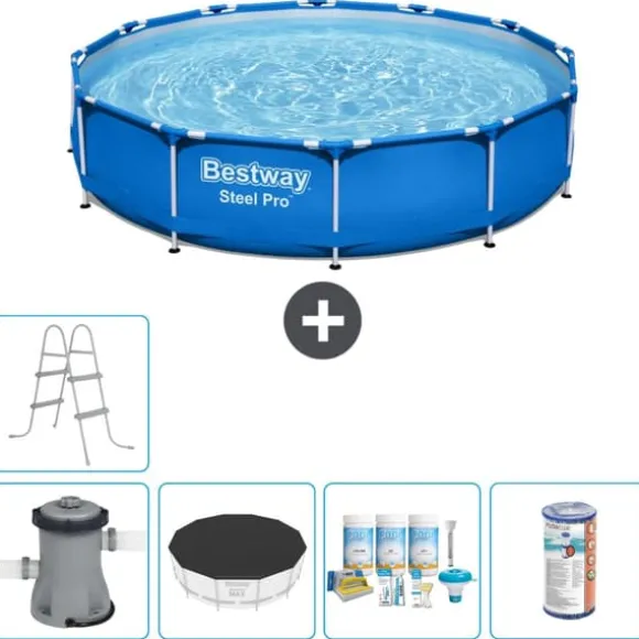 Bestway Round Steel Pro Swimming Pool - 366 x 76 cm - Blå - Inklusive Tilbehør CB14