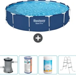 Bestway Round Steel Pro Swimming Pool - 396 x 84 cm - Blå - Inklusive Tilbehør CB60
