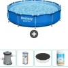 Bestway Round Steel Pro Swimming Pool - 366 x 76 cm - Blå - Inklusive Tilbehør CB51