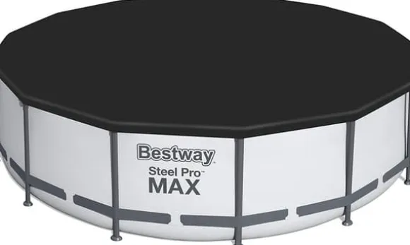 Bestway Steel Pro Max 549x122 cm Rund Overjordisk Pool Sæt med Pumpe, Stige og Dække - Arktisk Grå