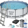 Bestway Steel Pro Max 457x122 cm Rund Overjordisk Pool Sæt med Pumpe, Stige og Dække