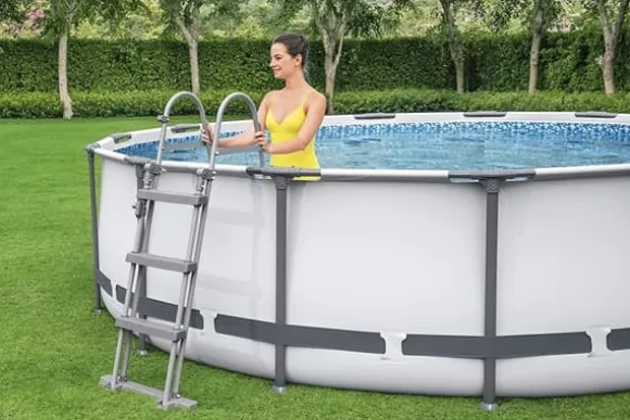 Bestway Steel Pro Max 457x122 cm Rund Overjordisk Pool Sæt med Pumpe, Stige og Dække