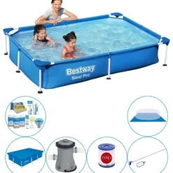 Bestway Steel Pro Rectangular 221x150x43 cm - Blå - Pool plus tilbehør
