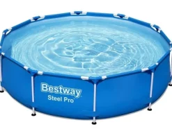 Bestway Steel Pro Rundt Ramme Pool Sæt, 305x76 cm, Inkluderer Pumpe & Filter, Holdbart & Nem Opsætning