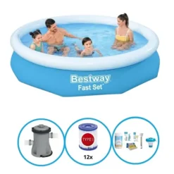 Bestway Swimming Pool Fast Sæt 305x66 cm - Swimming Pool Bundle