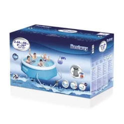Bestway swimmingpool - Fast sæt - 244 x 66 cm - Inklusiv WAYS vedligeholdelsespakke og filterpumpe