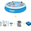 Bestway swimmingpool - Hurtigt sæt - 366 x 76 cm - Inklusiv WAYS vedligeholdelsespakke, filterpumpe og jordklud