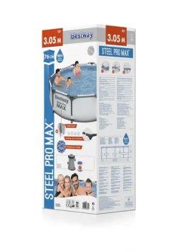 Bestway swimmingpool - Steel Pro MAX - 366 x 76 cm - Inklusiv solsejl, filterpumpe og filter