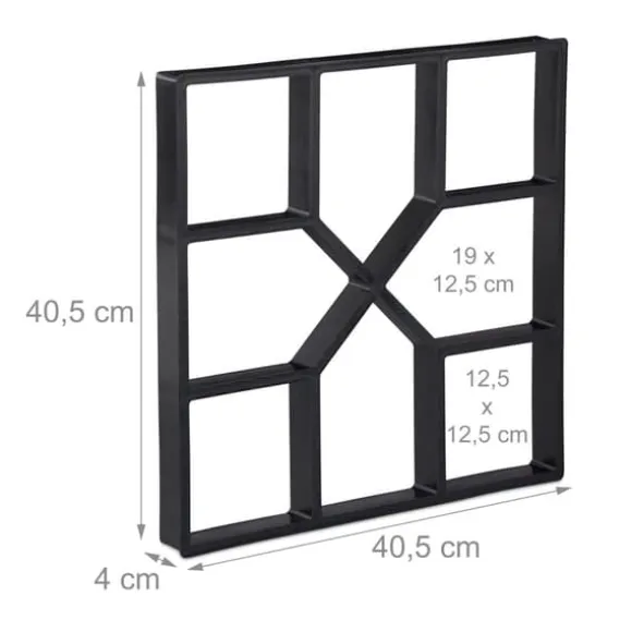 Betonform Sæt, 4x40,5x40,5 cm, Sort