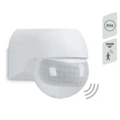 BEVÆGELSES- OG SKUMØRINGSSENSOR 180° - UDENDØRS - IP44 - HVID - SENSOR 12m