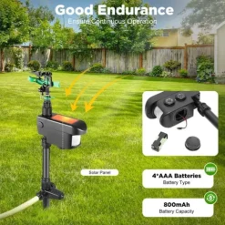 Bevægelsesaktiveret dyreskræmmer, havesprinkler, solcelledrevet vanding og afskrækkelse, sort