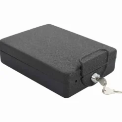 Bil Safe med lås - Robust metalboks til værdigenstande | Farve: Sort | Størrelse: 21.8x16x7 cm