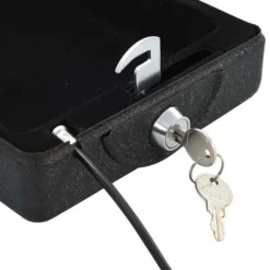 Bil Safe med lås - Robust metalboks til værdigenstande | Farve: Sort | Størrelse: 21.8x16x7 cm