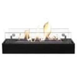 Bio-ethanol brænder L (5820B) - Sort - Bio-ethanol indbygningsovn med patenteret keramisk sten - 3 KW varme
